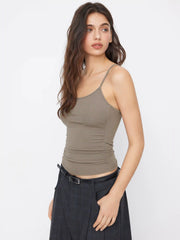 U-neckline Ruched Cami Top