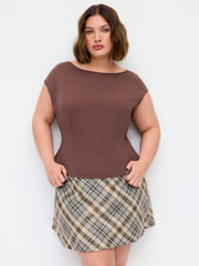 Plaid Low Rise A-line Mini Skirt Curve & Plus