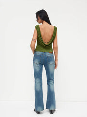 Boat Neck Backless Buckle Tank Top