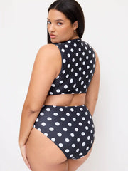 V-neck Polka Dot Twist Bracelet Shorts Bikini Set Curve & Plus