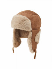 FAUX SUEDE FUZZY TRAPPER HAT