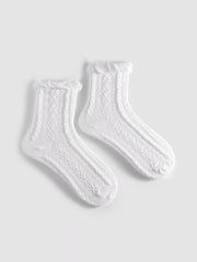 3 Pairs Solid Cable Classic Knit Socks Set