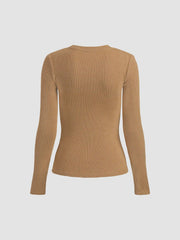Solid Knit Long Sleeve Sweater