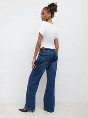 Cotton-blend Boat Neck Ruched Asymmetrical Hem Tee