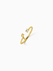 LETTER ZIRCON STAINLESS STEEL OPEN RING