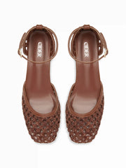 WOVEN STRAP CHUNKY HEELS