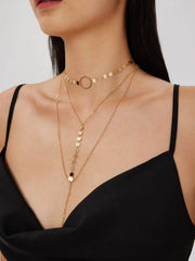 Handmade Brass Sequin Layered Choker Necklace