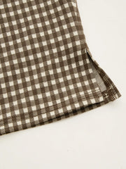 Cotton-blend Boat Neck Gingham Bowknot Tank Top Curve & Plus