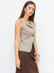 Houndstooth Collar V-neck Button Blazer Vest