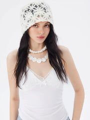 FLORAL LACE BEANIE HAT