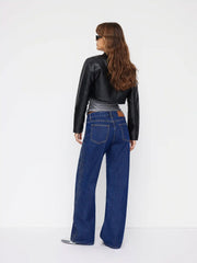 Cider Denim Low Rise Rhinestone Wide Leg Jeans