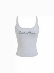 Sweet as Heaven Cotton-blend Scoop Neck Graphic Cami Top