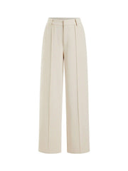 High Rise Pleated Straight Leg Trousers