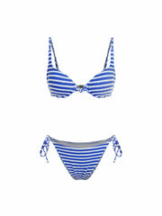 Sweetheart Underwire Stripe Knotted Tie Side Bikini