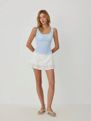 Scoop Neck Lace Trim Bowknot Tank Top