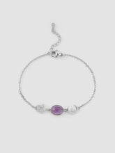 AMETHYST CRYSTAL & RHINESTONE MOON & RHINESTONE STAR CHAIN BRACELET