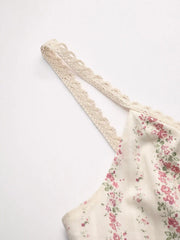 Cotton V-neck Floral Shirred Maxi Dress