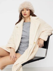 Faux Fur Double Breasted Coat