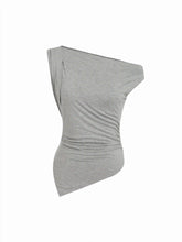 Asymmetrical Neck Ruched Slim Longline Tank Top