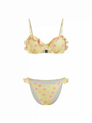 Floral Sweetheart Ruffled Underwire Bikini Set