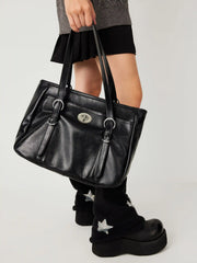 Faux Leather Large Capacity Tote Bag