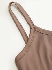 U-neckline Solid Long Sleeve Crop Active Top