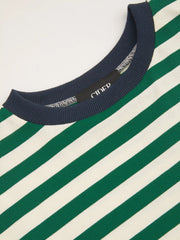 Round Neckline Striped Long Sleeve Oversized Tee