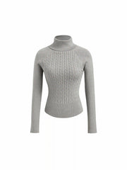 Cable Knit Turtleneck Long Sleeve Top