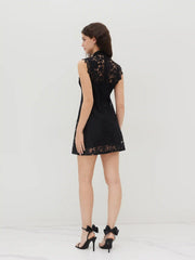 Lace High Neck Mini Dress