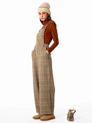 Houndstooth Square Neck Buckle Up Jumpsuit