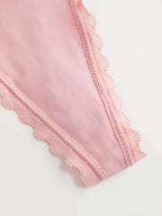 Floral Lace Mid Rise Scalloped Thong