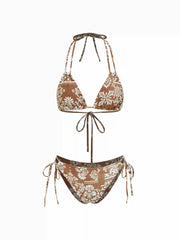 Halter Neckline Aztec Print Triangle Top & Tie Side Low Rise Bikini Set