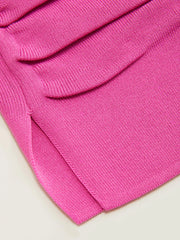 Faux Pearl Split Ruched Knit Crop Top