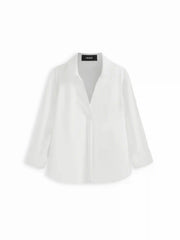 Cotton-blend Long Sleeve Oversized Blouse