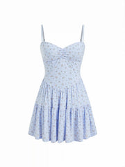 Textured Floral Sweetheart Flared Mini Dress