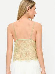 Lace Sweetheart Neck See-through Slim Cami Top
