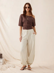 Linen-blend Mid Rise Striped Jogger Trousers