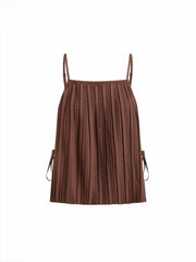 Pleated Split Side Bowknot Oversized Cami Top