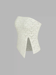 Heart Hollow Out Split Knitted Tube Top
