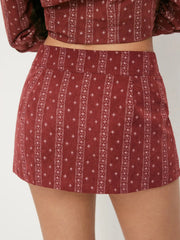 Textured Low Rise Tile A-line Mini Skort