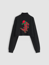 Christmas Graphic Turtleneck Knitted Crop Sweater