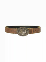 FLOWER PATTERN ENGRAVED BUCKLE BELT