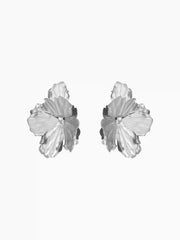 PLEATED FLOWER STUD EARRINGS