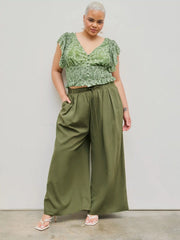Elastic Waist Wide Leg Trousers Curve & Plus
