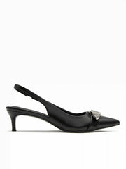 BUCKLE DECOR SLINGBACK KITTEN HEELS