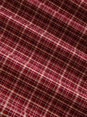 Cotton-blend Mandarin Collar Tartan Cut Out Bowknot Puff Sleeve Mini Dress Curve & Plus
