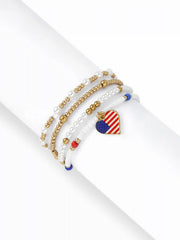 4PCS COUNTRY FLAG & HEART BEADED BRACELET SET