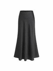 Satin Mid Rise Ruffle Maxi Skirt