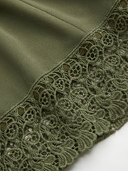 Chiffon Square Neck Bowknot Lace Trim Maxi Dress Curve & Plus