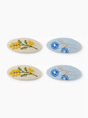 4PCS FLORAL EMBROIDERED HAIR CLIP SET